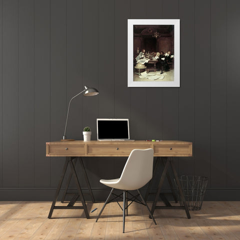 A Ship For Van Tromp White Modern Wood Framed Art Print by Lucas, John Seymour