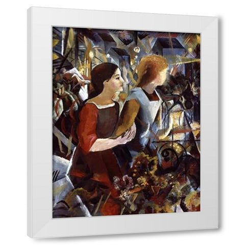 Two Girls White Modern Wood Framed Art Print by Macke, August
