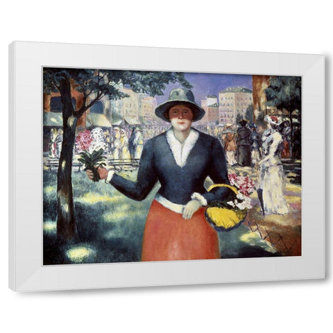 Flower Girl White Modern Wood Framed Art Print by Malevich, Kazimir