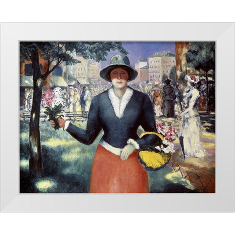 Flower Girl White Modern Wood Framed Art Print by Malevich, Kazimir