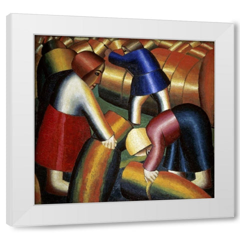 Harvesting Rye White Modern Wood Framed Art Print by Malevich, Kazimir