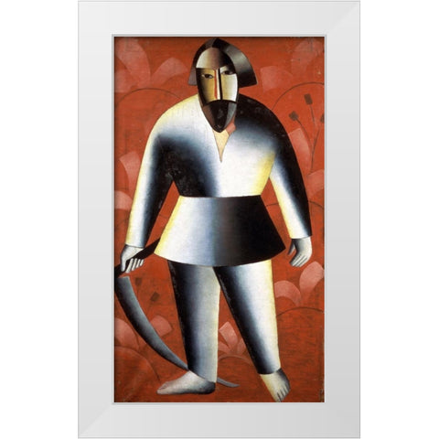 Mower White Modern Wood Framed Art Print by Malevich, Kazimir