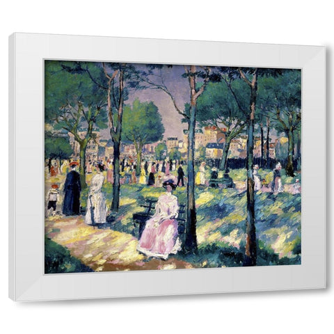 On The Boulevard White Modern Wood Framed Art Print by Malevich, Kazimir