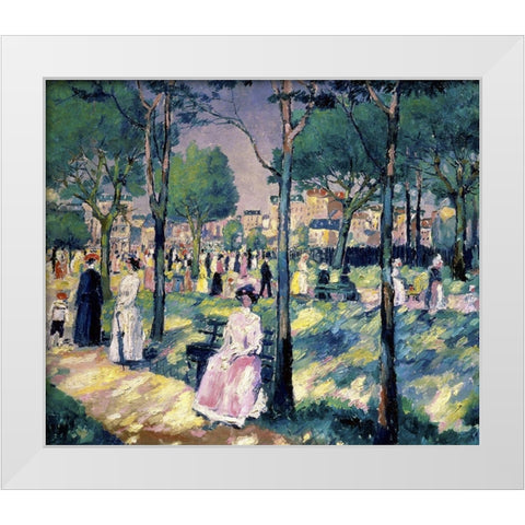 On The Boulevard White Modern Wood Framed Art Print by Malevich, Kazimir