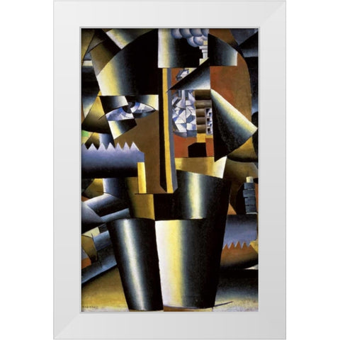 Portrait of The Artist, I. Klyun White Modern Wood Framed Art Print by Malevich, Kazimir