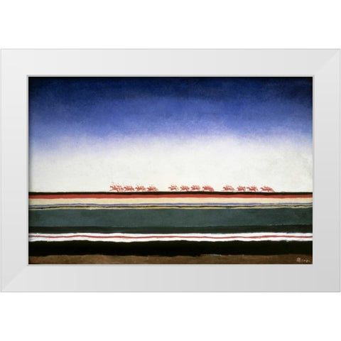 Red Cavalry White Modern Wood Framed Art Print by Malevich, Kazimir