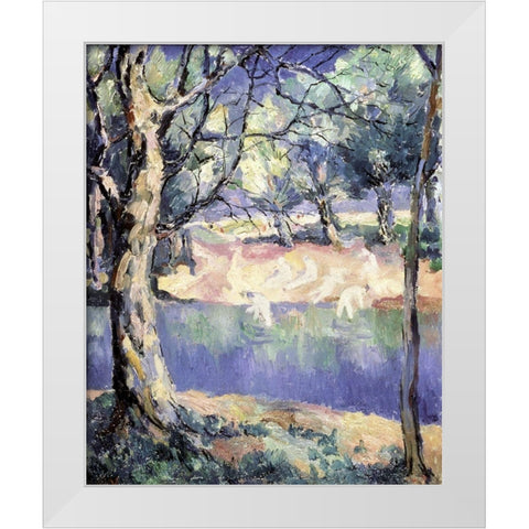 River In The Forest White Modern Wood Framed Art Print by Malevich, Kazimir