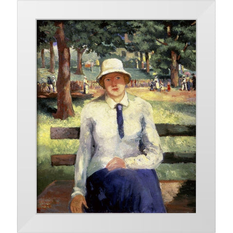 Unemployed Girl White Modern Wood Framed Art Print by Malevich, Kazimir