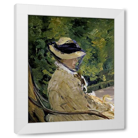 Madame Manet at Bellevue White Modern Wood Framed Art Print by Manet, Edouard