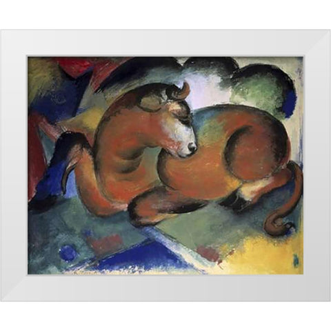 A Red Bull White Modern Wood Framed Art Print by Marc, Franz