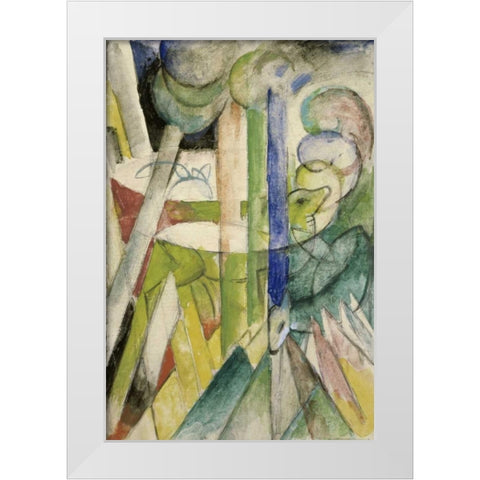 Mountain Goats - Bergziegen White Modern Wood Framed Art Print by Marc, Franz