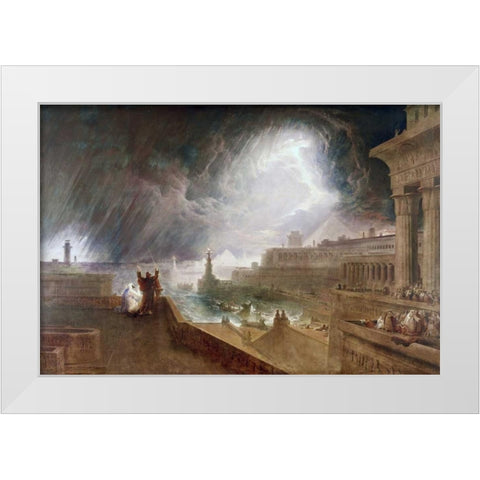 Seventh Plague of Egypt White Modern Wood Framed Art Print by Martin, John