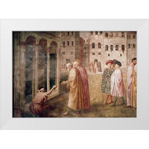 Healing of The Cripple White Modern Wood Framed Art Print by Masaccio,