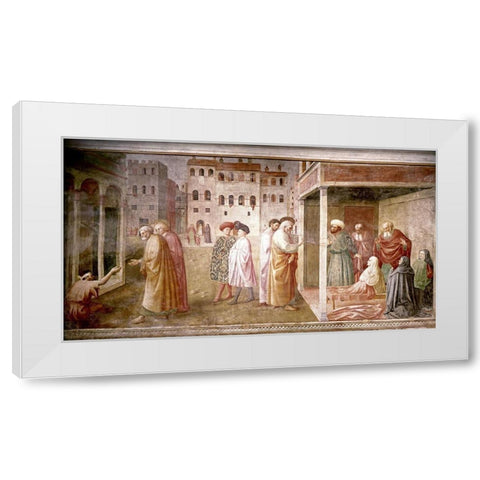 Healing of The Cripple and The Resurrection of Tabitha White Modern Wood Framed Art Print by Masaccio,