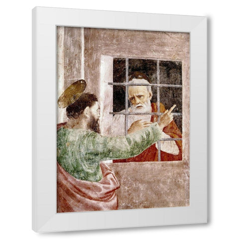 St. Peter In Jail White Modern Wood Framed Art Print by Masaccio,