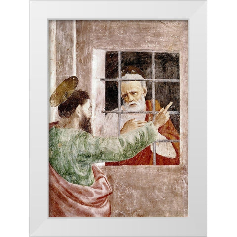 St. Peter In Jail White Modern Wood Framed Art Print by Masaccio,
