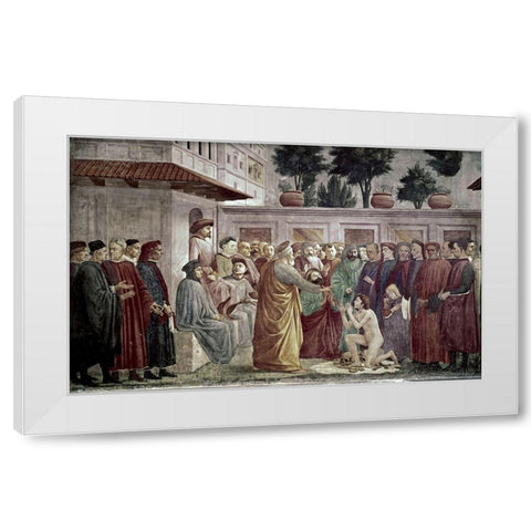 St. Peter Resurrects The Child of Theophilus White Modern Wood Framed Art Print by Masaccio,