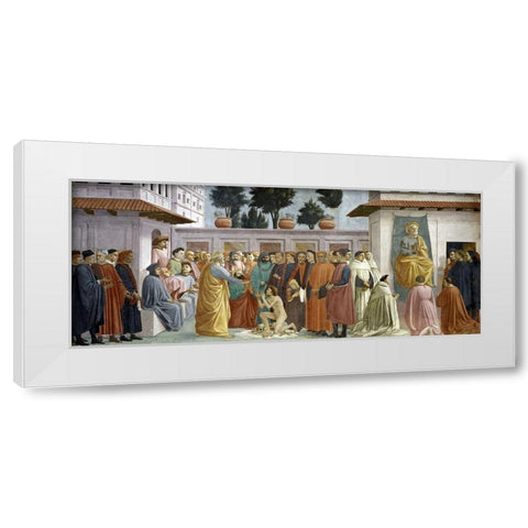 St. Peter Resurrects The Child of Theophilus White Modern Wood Framed Art Print by Masaccio,