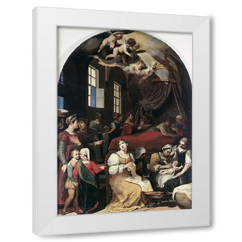 Nativity of The Virgin White Modern Wood Framed Art Print by Mascagni, Donato