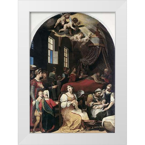 Nativity of The Virgin White Modern Wood Framed Art Print by Mascagni, Donato