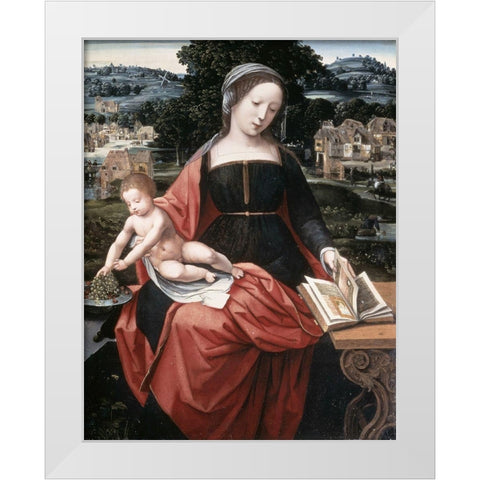 Madonna and Child White Modern Wood Framed Art Print by Master of Female Half-Lengths,