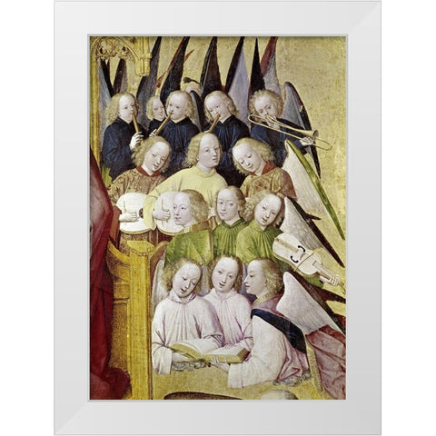 Choir of Angels - Detail-Life of The Virgin White Modern Wood Framed Art Print by Master of Life of the Virgin,