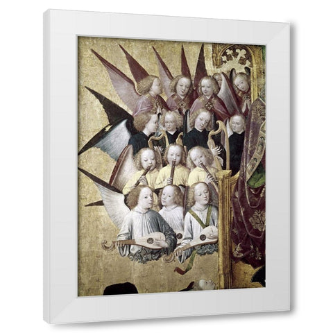 The Coronation of The Virgin (Detail): Choir of Angels White Modern Wood Framed Art Print by Master of Life of the Virgin,