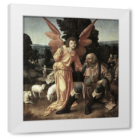 Annunciation To Joachim White Modern Wood Framed Art Print by Master of Luebeck,