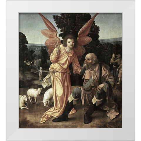 Annunciation To Joachim White Modern Wood Framed Art Print by Master of Luebeck,