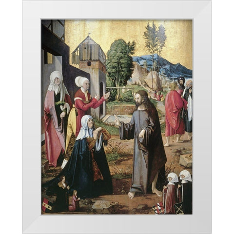 Christ Leaving The Holy Women White Modern Wood Framed Art Print by Master of Swabian Altarpieces,