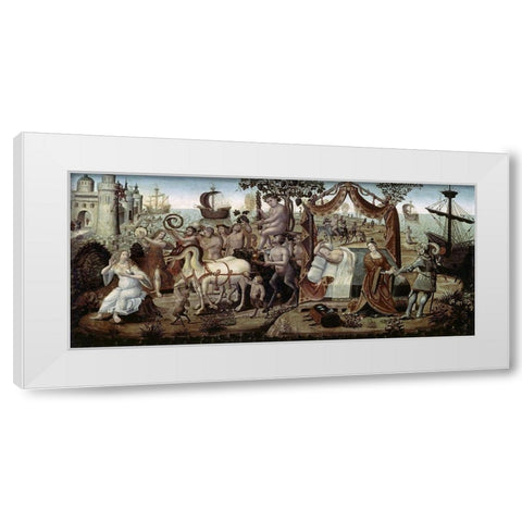 Ariadne at Naxos White Modern Wood Framed Art Print by Master of the Cassoni,