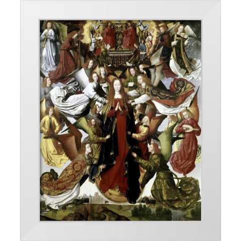 Mary Queen of Heaven - The St. Lucy Legend White Modern Wood Framed Art Print by Master of the St. Lucy Legend