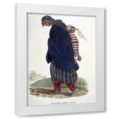 Chippeway Squaw and Child White Modern Wood Framed Art Print by McKenney, Thomas Lorraine