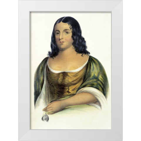Pocahontas White Modern Wood Framed Art Print by McKenney, Thomas Lorraine