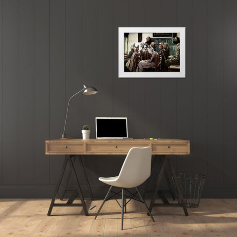 Sermon White Modern Wood Framed Art Print by Melchers, Gari