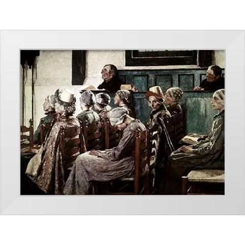 Sermon White Modern Wood Framed Art Print by Melchers, Gari