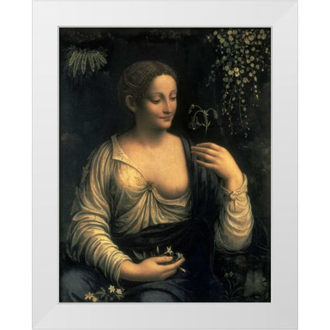 Flora White Modern Wood Framed Art Print by Melzi, Francesco