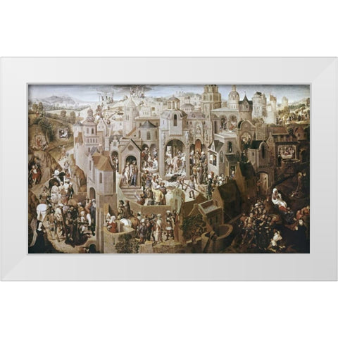 Passion of Christ White Modern Wood Framed Art Print by Memling, Hans