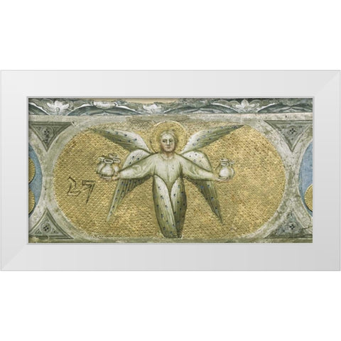 Angel With Seven Cruets For The Scourges White Modern Wood Framed Art Print by De Menabuoi, Giusto