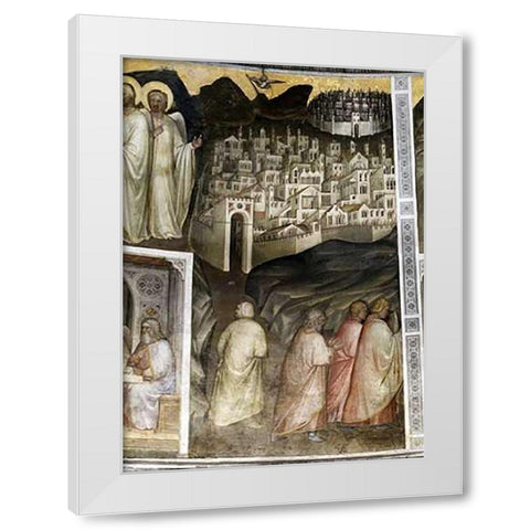 Lots Wife Leaves Sodom From Tambour: Scenes From The Old Testament White Modern Wood Framed Art Print by De Menabuoi, Giusto