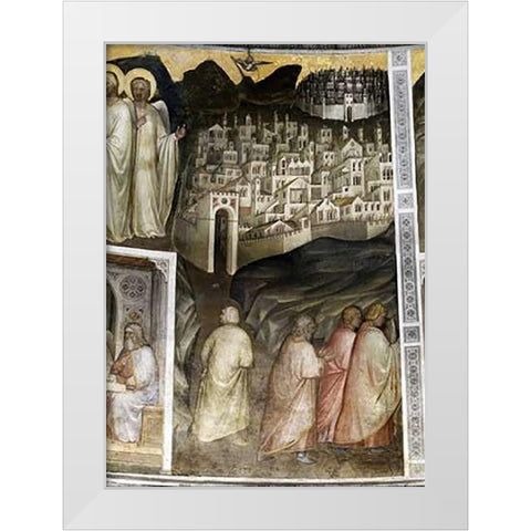 Lots Wife Leaves Sodom From Tambour: Scenes From The Old Testament White Modern Wood Framed Art Print by De Menabuoi, Giusto