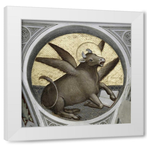 Saint Luke As An Ox White Modern Wood Framed Art Print by De Menabuoi, Giusto