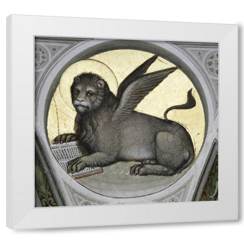 Saint Mark As a Lion White Modern Wood Framed Art Print by De Menabuoi, Giusto