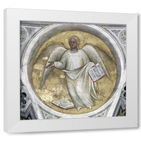 Saint Matthew, Evangelist - Angel White Modern Wood Framed Art Print by De Menabuoi, Giusto