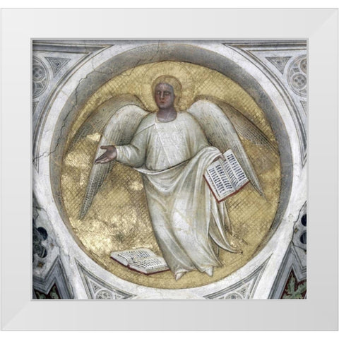 Saint Matthew, Evangelist - Angel White Modern Wood Framed Art Print by De Menabuoi, Giusto