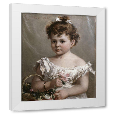 Helene Loeb Lyon As a Young Girl White Modern Wood Framed Art Print by Merwart, Paul