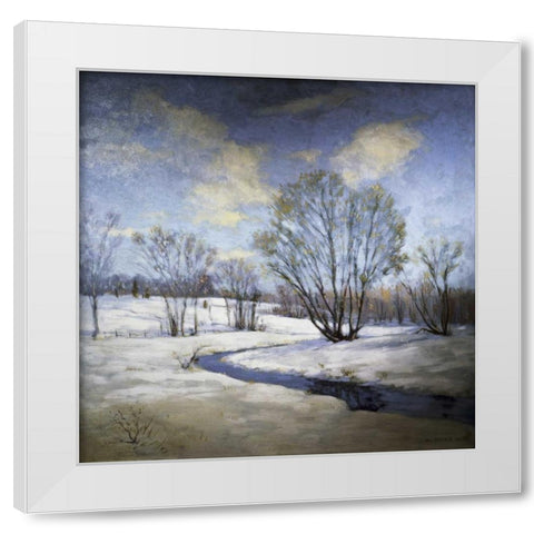 Old Willow and Brook White Modern Wood Framed Art Print by Metcalf, Willard Leory