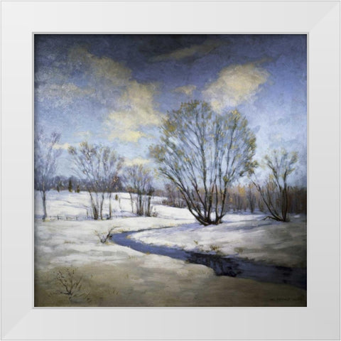 Old Willow and Brook White Modern Wood Framed Art Print by Metcalf, Willard Leory