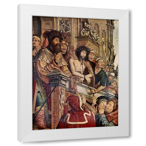 Christ Presented To The People White Modern Wood Framed Art Print by Metsys, Quinten