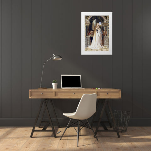 Virgin and Infant With Three Angels White Modern Wood Framed Art Print by Metsys, Quinten